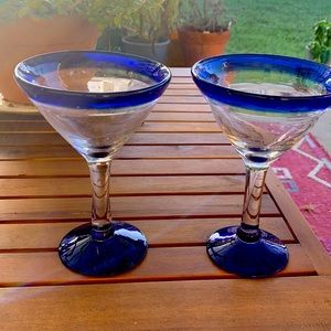 Beautiful Mexican hand blown martini glasses